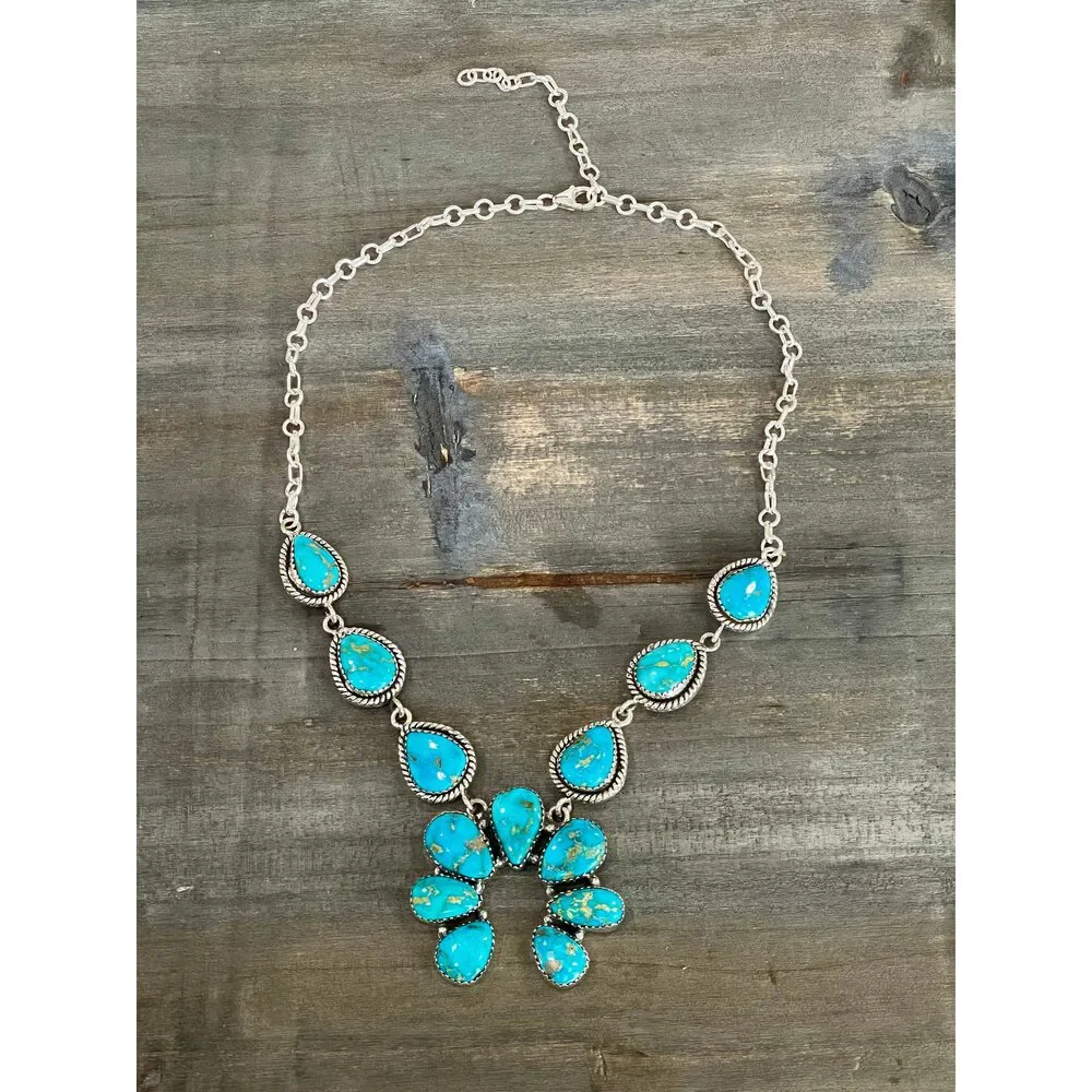 Handmade Sterling Silver Sonoran Mountain Turquoise Naja Necklace - Picture 1 of 5